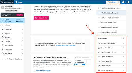 Screenshot: relevante Funktionen rechts unten auf der Website