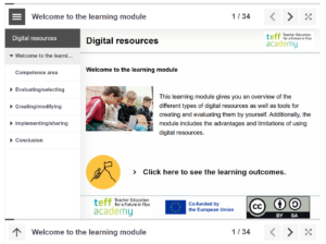 screenshot of a learning module in the online course digital competences for teff