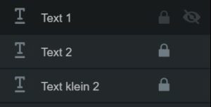 Textelement ist entsperrt und sichtbar